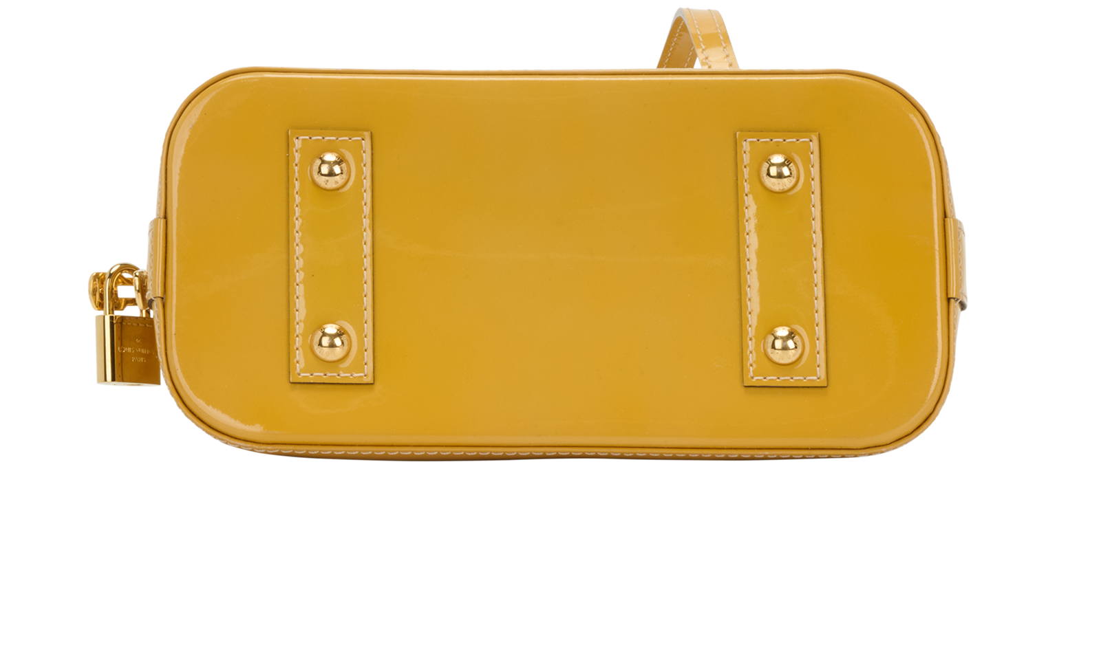 Alma BB, &pound;895, Handbags, Yellow, Patent Leather, Top view